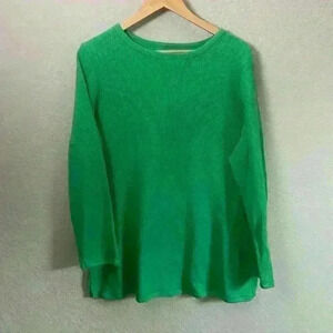 Woman Within Green Waffle Knit Long Sleeve Shirt Size 18/20 L